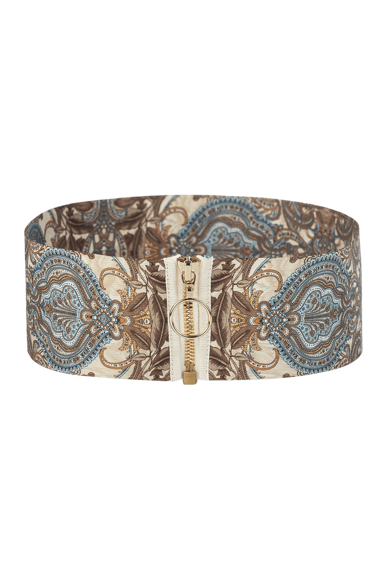 WIDE ELASTIC BELT WITH ZIPPER - PAISLEY SKY