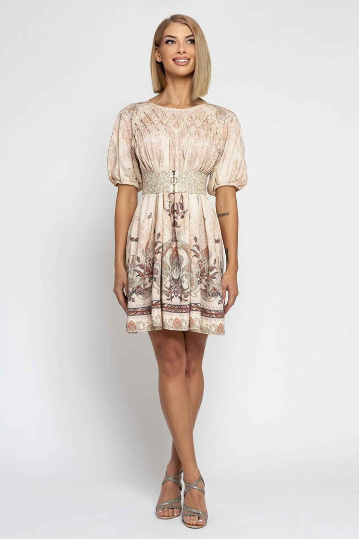 РОКЛЯ С РОЗЕТКА ОТ ЛЕН ВИСКОЗА - PAISLEY BEIGE