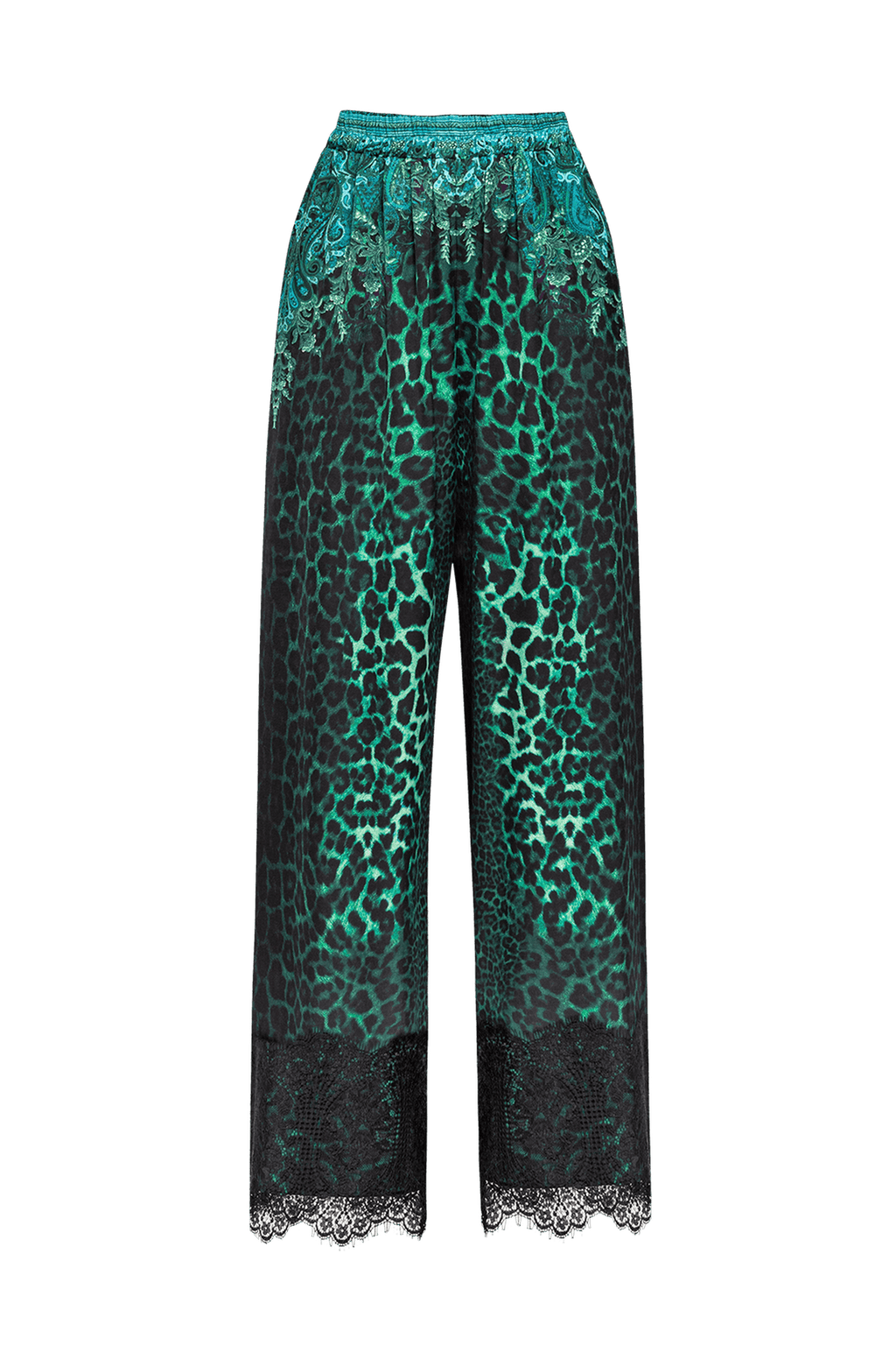 VISCOSE LOOSE TROUSERS - LEO NEON GREEN - Fashion Roots