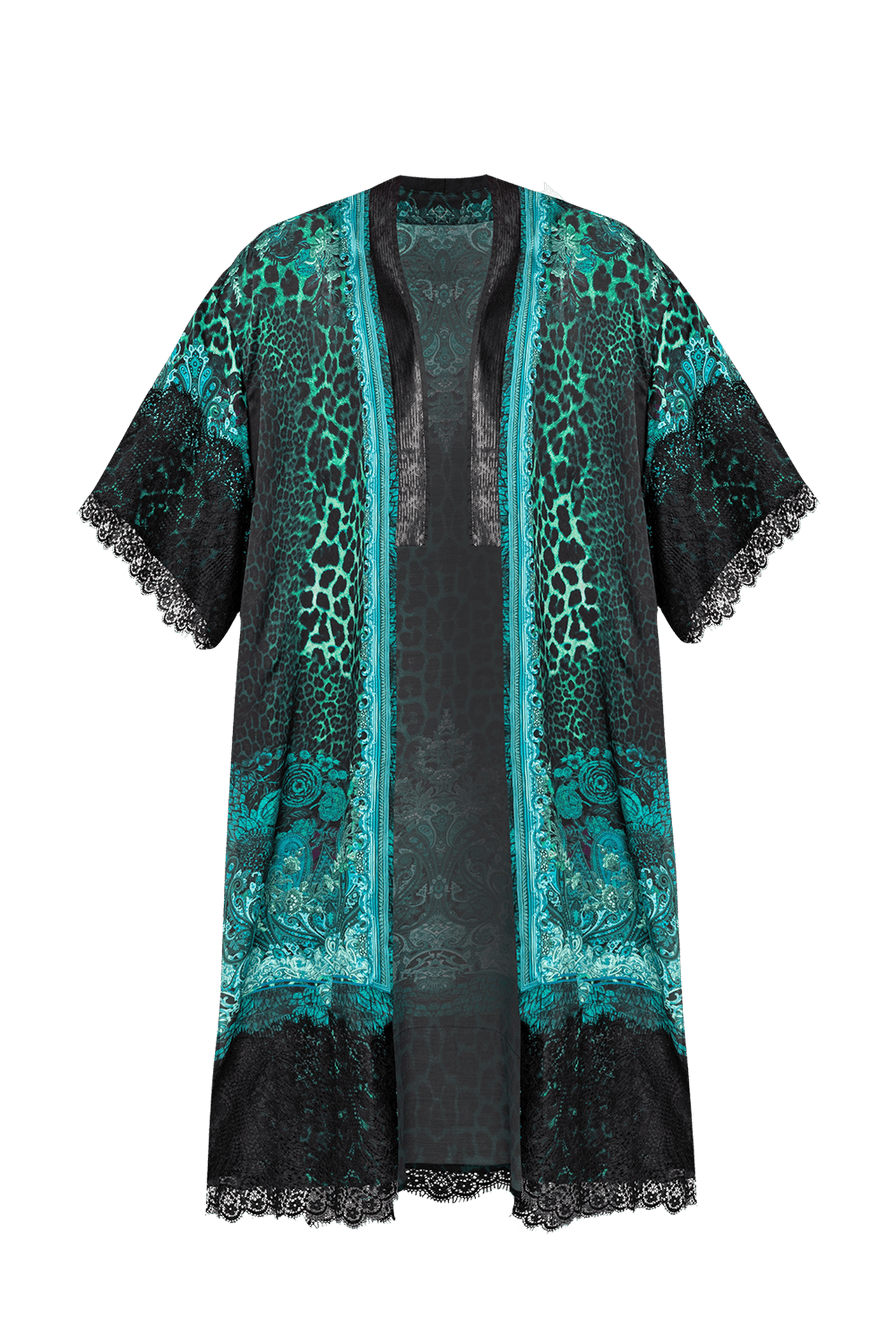 VISCOSE KIMONO - LEO NEON GREEN JIORO КИМОНО ОТ ЛЪСКАВА ВИСКОЗА - LEO NEON GREEN JIORO