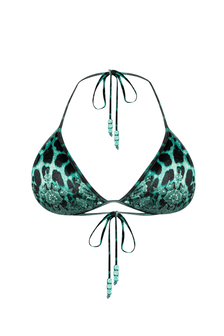 VELVET TRIANGLE TOP - LEO NEON GREEN JIORO ГОРНИЩЕ ТИП ТРИЪГЪЛНИК ОТ КАДИФЕ - LEO NEON GREEN JIORO