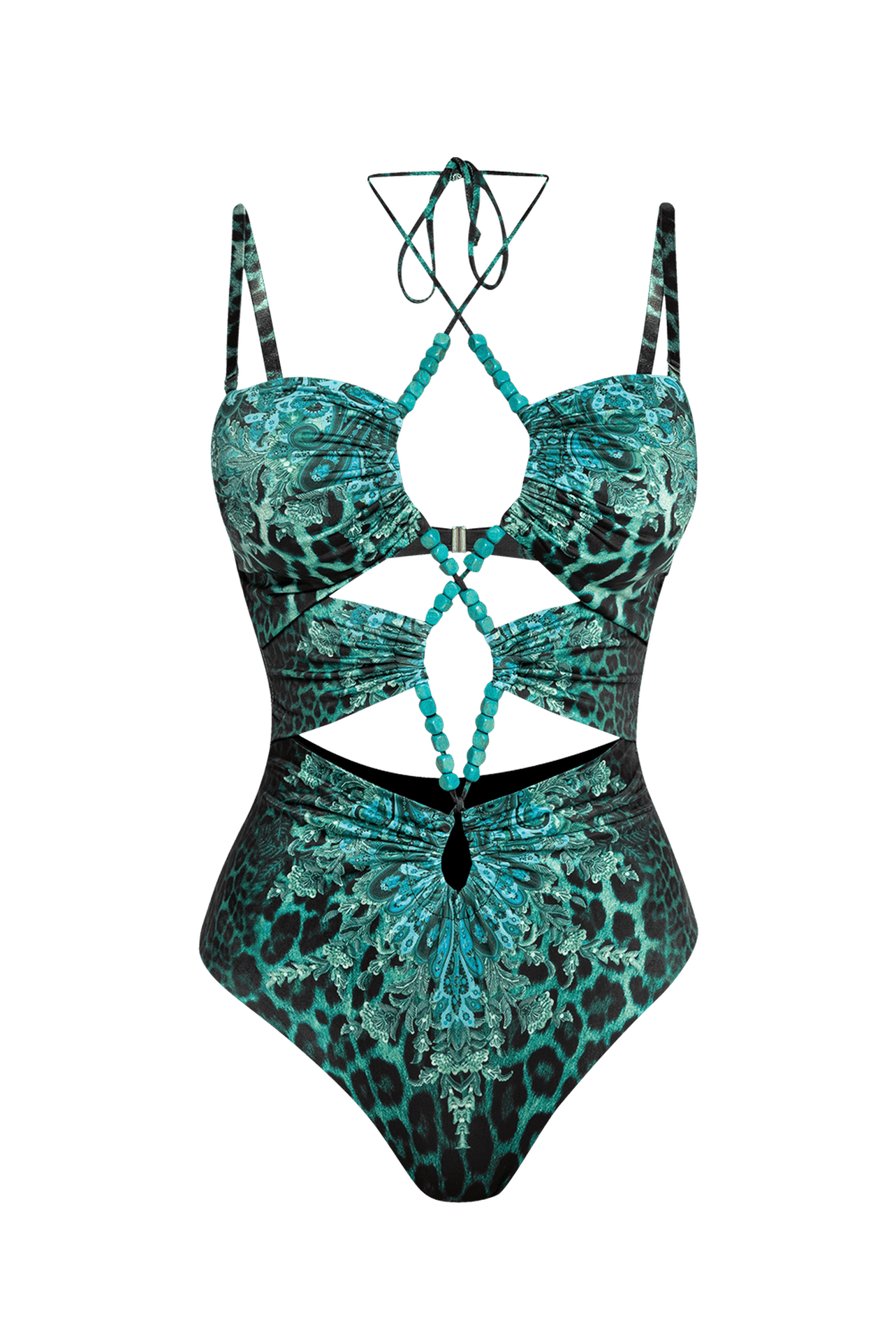 MAILLOT DE BAIN UNE PIÈCE AVEC RÈGLES - LEO VERT FLUO