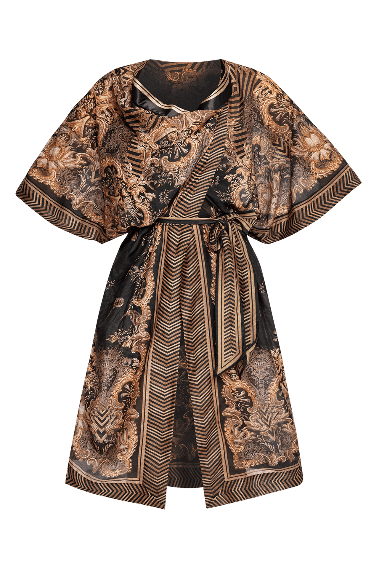 TWILL VISOSE KIMONO  – GOLDEN STRIPES