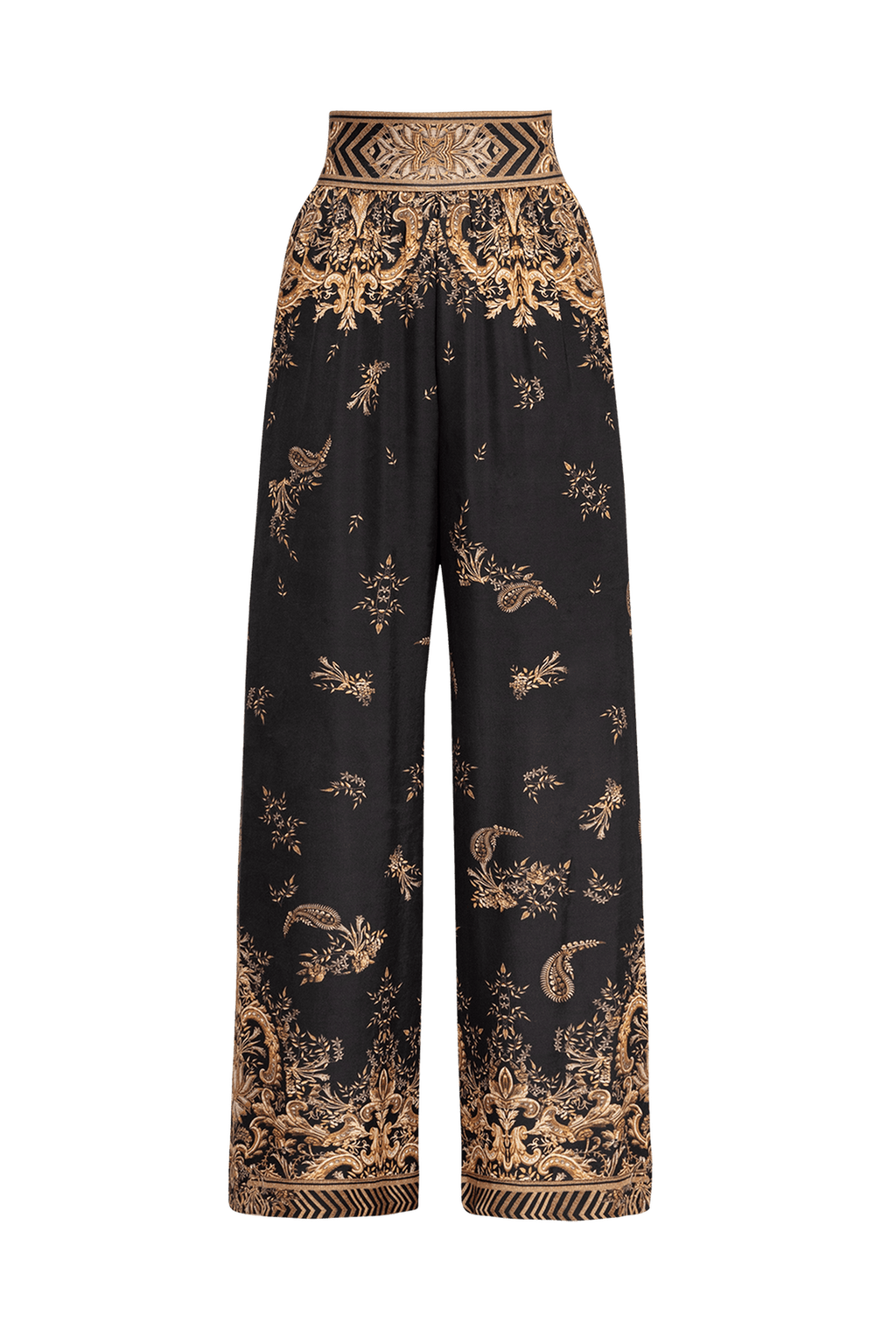 VISCOSE SATIN WIDE-LEG TROUSERS WITH ELASTIC WAIST - GOLDEN STRIPES JIORO СВОБОДЕН ПАНТАЛОН ОТ ЛЪСКАВА ВИСКОЗА - GOLDEN STRIPES JIORO