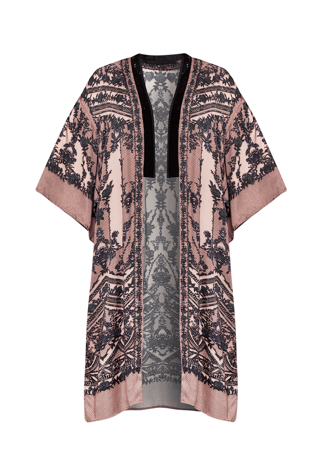 LUXURY SATIN VISCOSE KIMONO - GRAFFITI POWDER - Fashion Roots