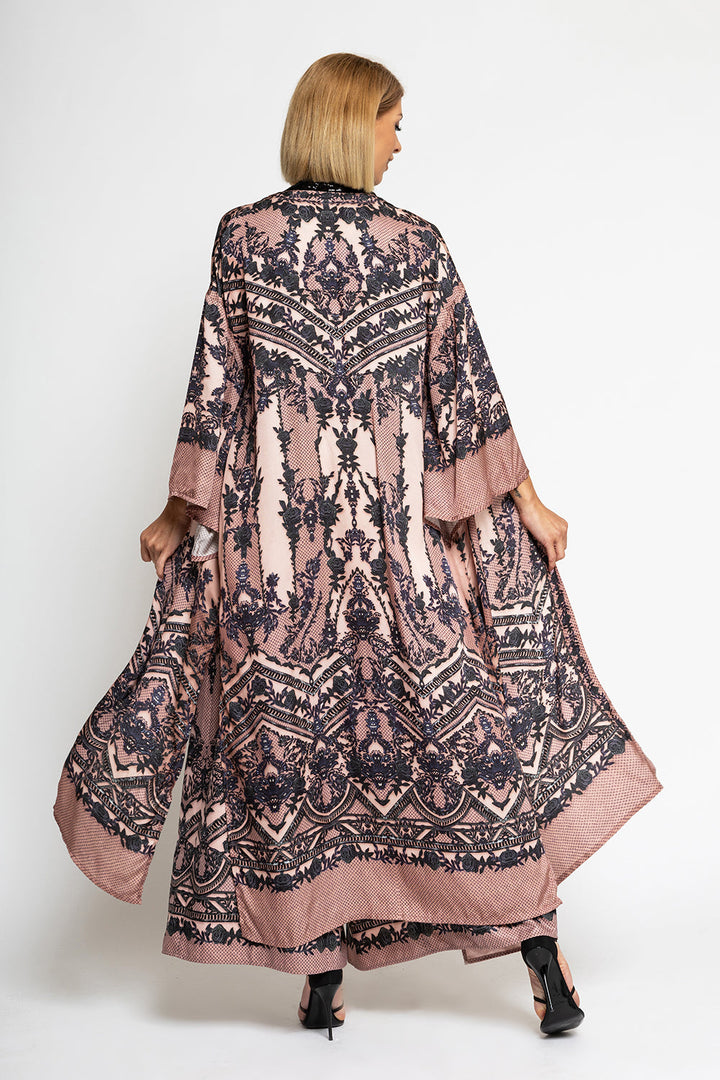 SATIN VISCOSE KIMONO - GRAFFITI POWDER