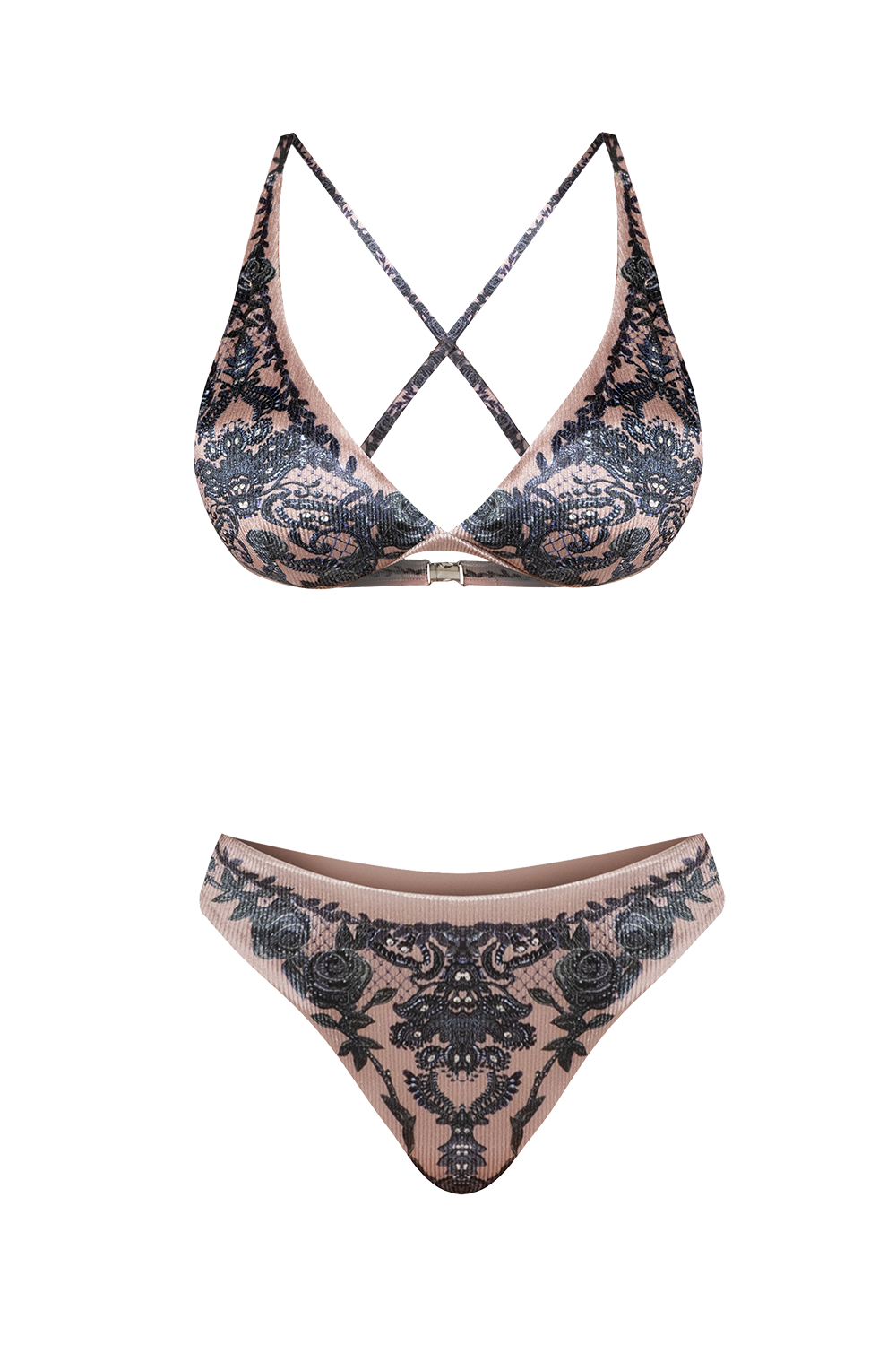 RIBBED VELVET BIKINI SWIMWEAR - GRAFFITI POWDER