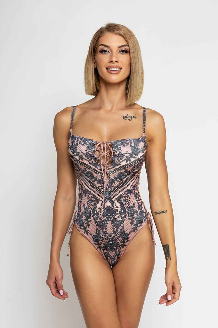 ONE-PIECE SWIMSUIT WITH PADS - GRAFFITI POWDER - Fashion Roots
