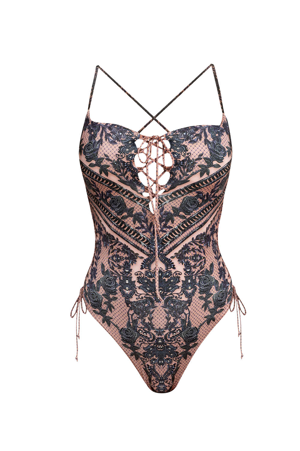 ONE-PIECE SWIMSUIT WITH PADS - GRAFFITI POWDER - Fashion Roots