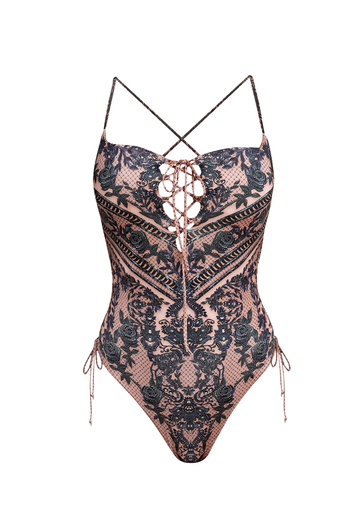 ONE-PIECE SWIMSUIT WITH PADS - GRAFFITI POWDER - Fashion Roots