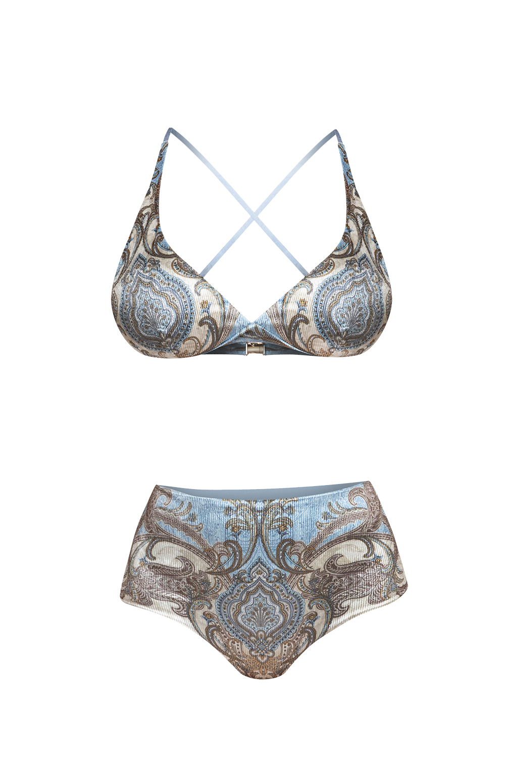 HIGH WAIST VELVET BRIEFS - PAISLEY SKY