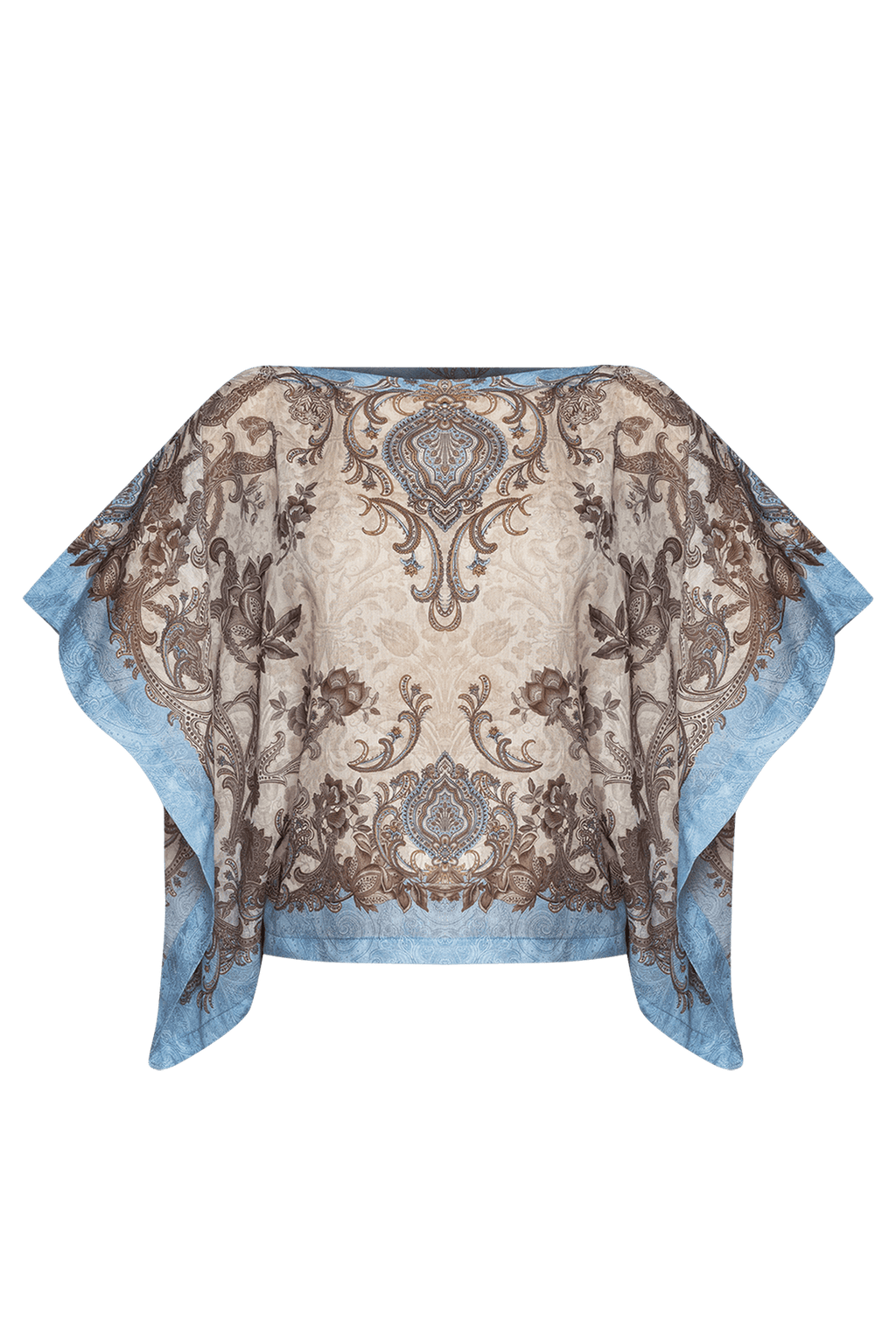 SILK COTTON LOOSE-FIT BLOUSE - PAISLEY SKY