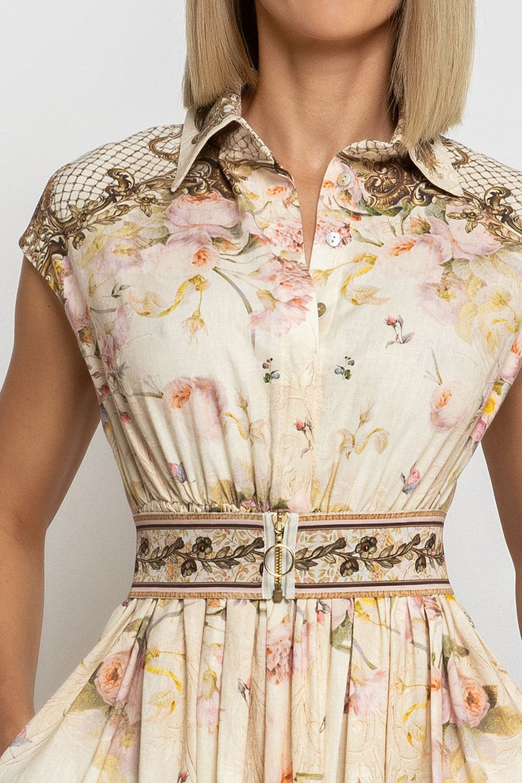 ELASTIC WIDE BELT WITH ZIPPER - BAROQUE FLOWERS JIORO ЕЛАСТИЧЕН ШИРОК КОЛАН С ЦИП - BAROQUE FLOWERS JIORO