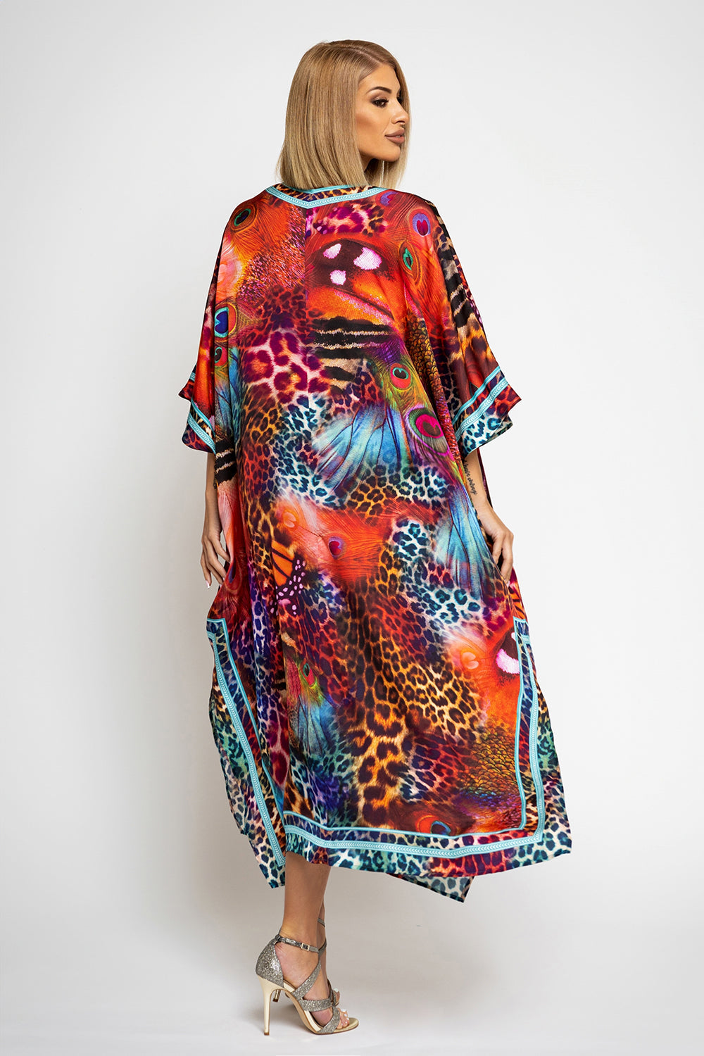 SATIN VISCOSE CAFTAN - LEO NEON WILD