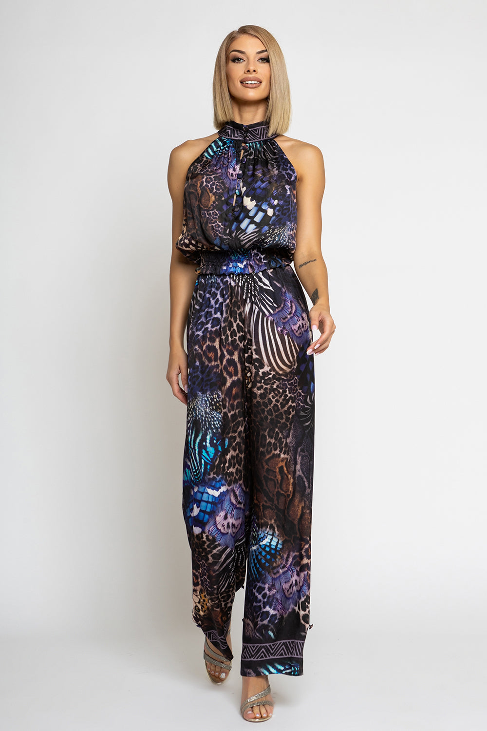 LOOSE FIT VISCOSE PANTS - LEO NEON DARK JIORO СВОБОДЕН ПАНТАЛОН ОТ ЛЪСКАВА ВИСКОЗА - LEO NEON DARK JIORO