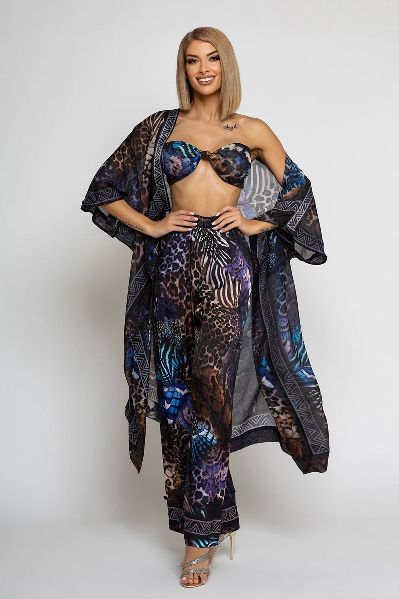 LOOSE FIT VISCOSE PANTS - LEO NEON DARK JIORO СВОБОДЕН ПАНТАЛОН ОТ ЛЪСКАВА ВИСКОЗА - LEO NEON DARK JIORO