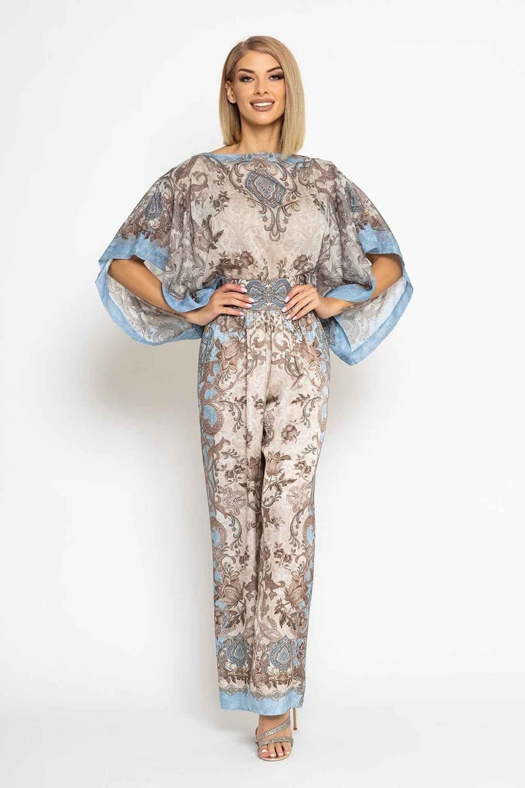 SILK COTTON LOOSE-FIT BLOUSE - PAISLEY SKY