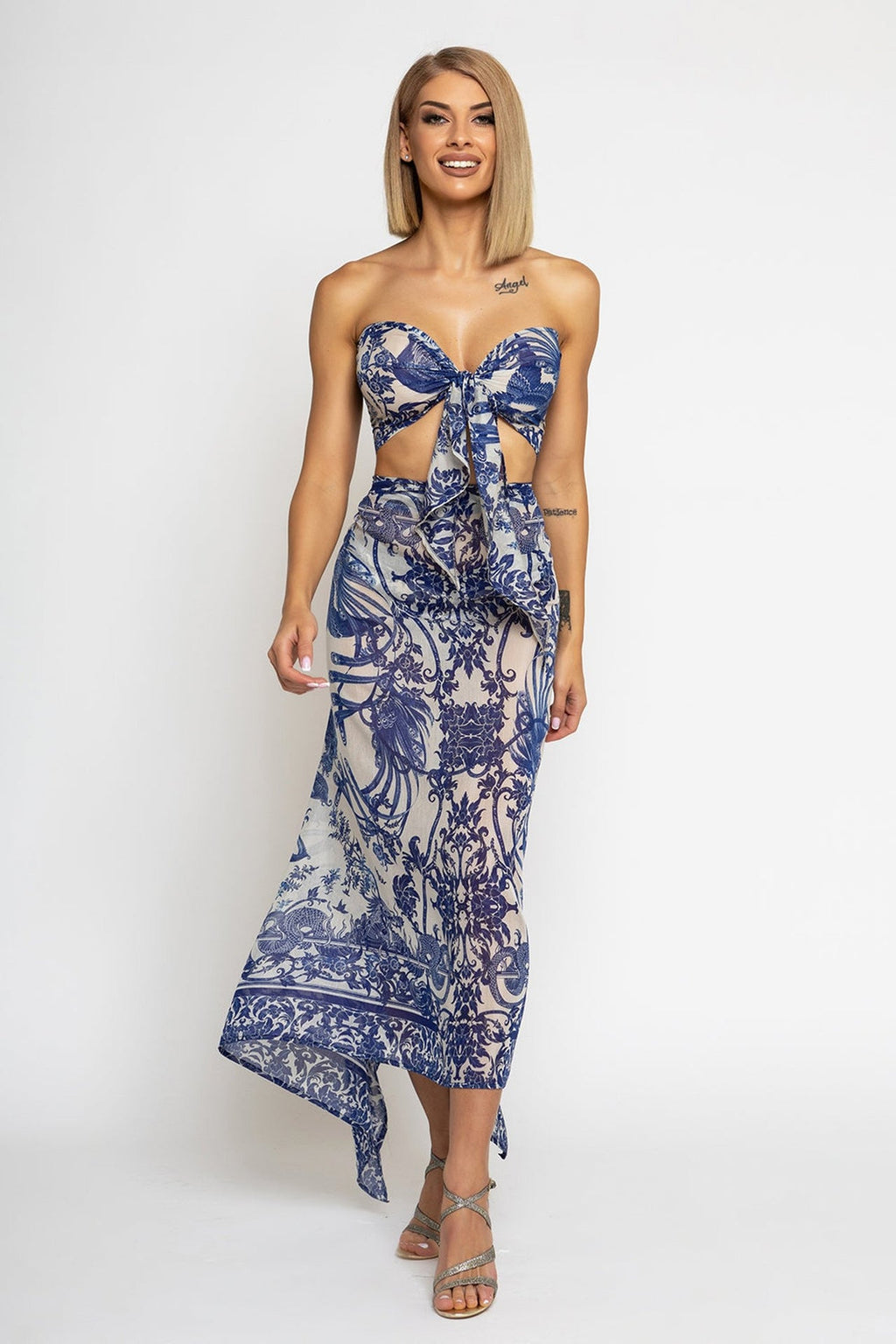 COTTON SILK PAREO AND SCARF SET - ASIA SKY JIORO СЕТ ПАРЕО И ШАЛ ОТ ПАМУК КОПРИНА - ASIA SKY JIORO