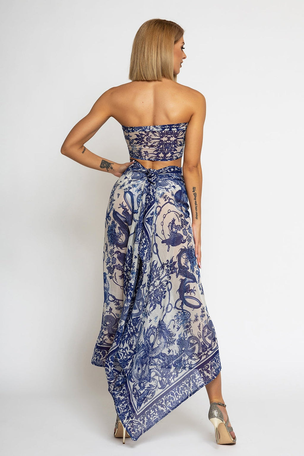 COTTON SILK PAREO AND SCARF SET - ASIA SKY