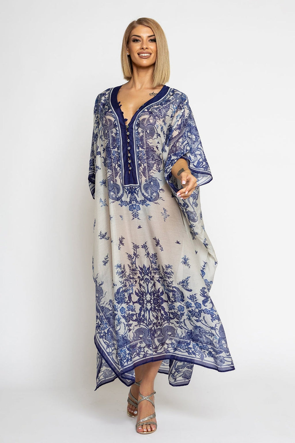 SILK COTTON CAFTAN - ASIA SKY