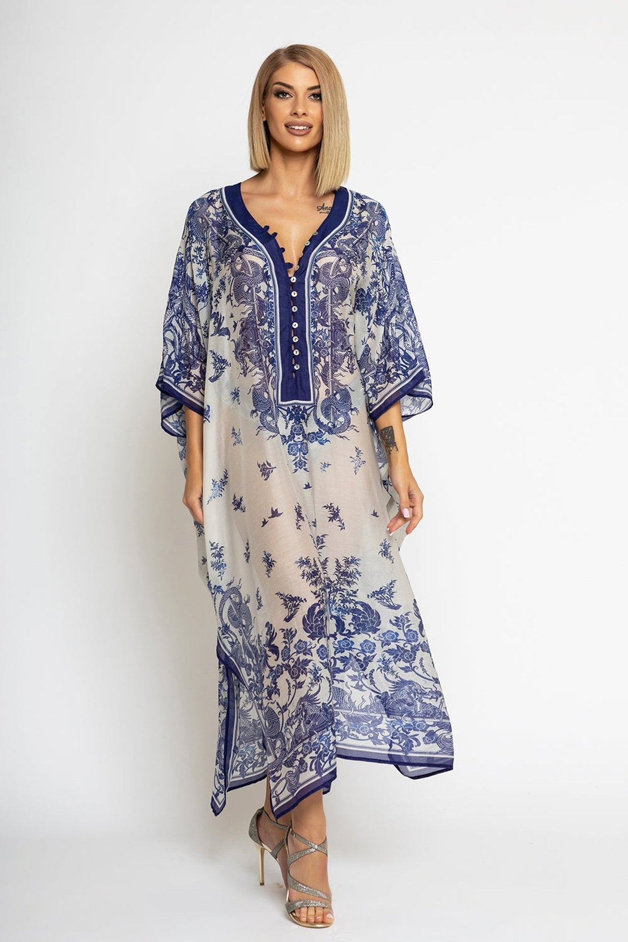 CAFTAN EN COTON ET SOIE - ASIA SKY