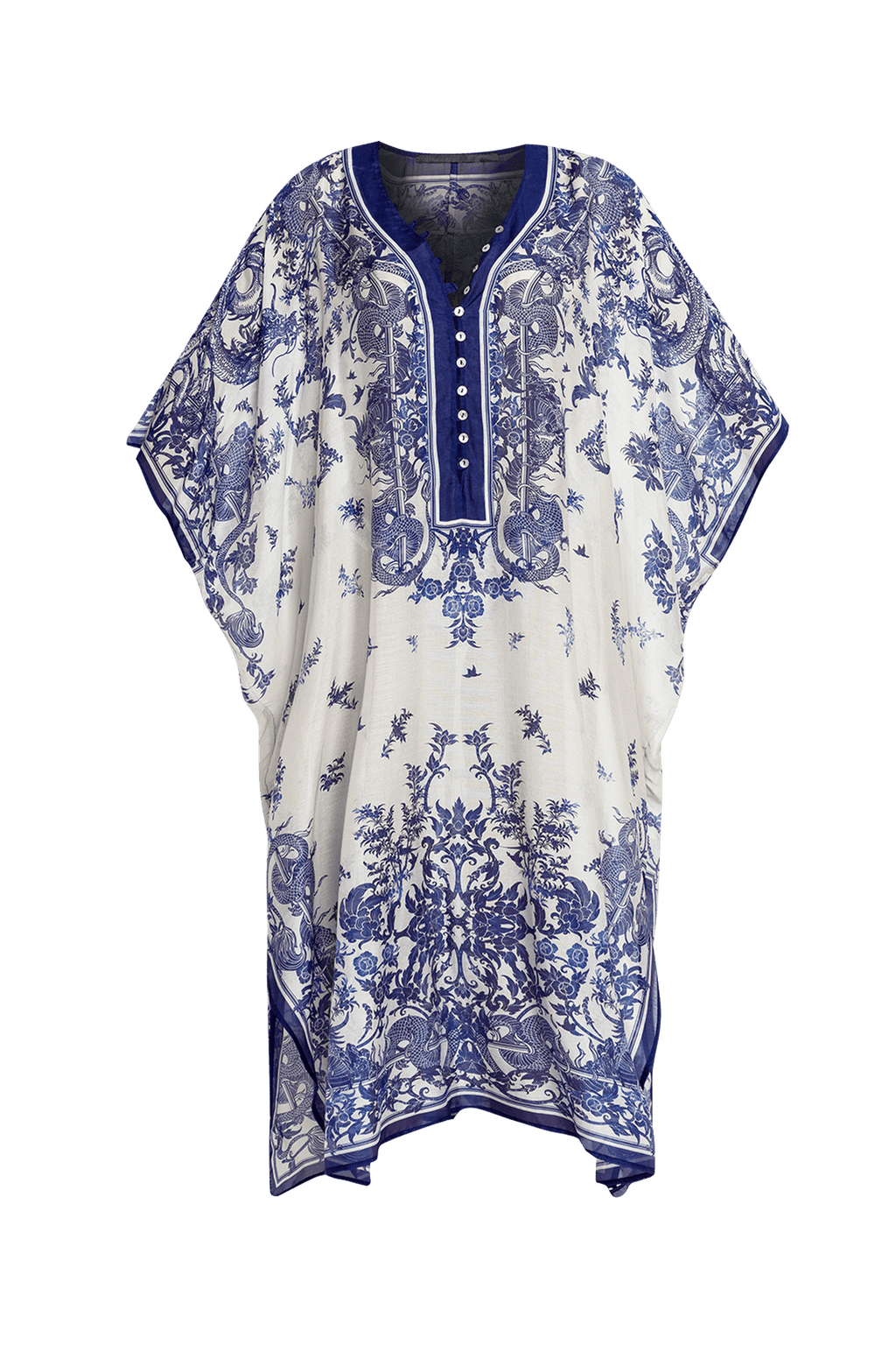 SILK COTTON CAFTAN - ASIA SKY - Fashion Roots