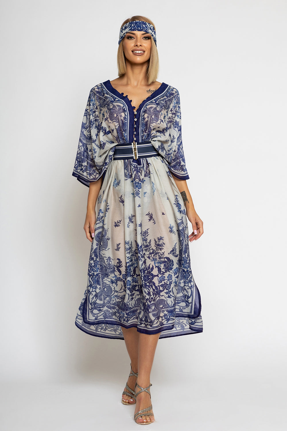 CHIFFON CAFTAN DRESS - ASIA SKY