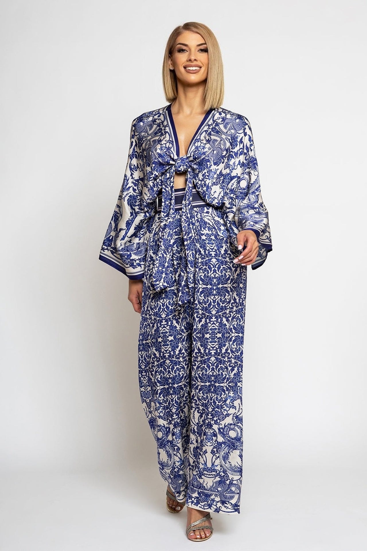 VISCOSE CROP KIMONO - ASIA SKY - Fashion Roots