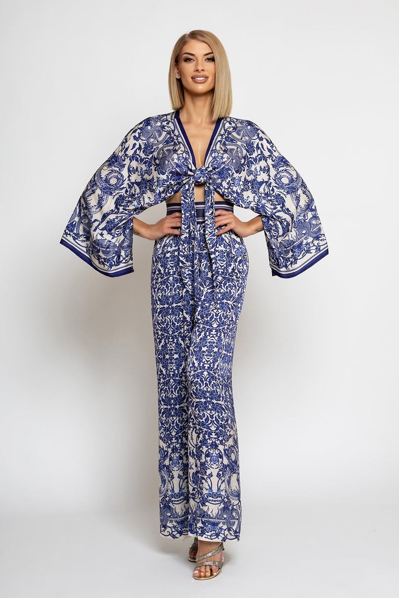 VISCOSE CROP KIMONO - ASIA SKY - Fashion Roots