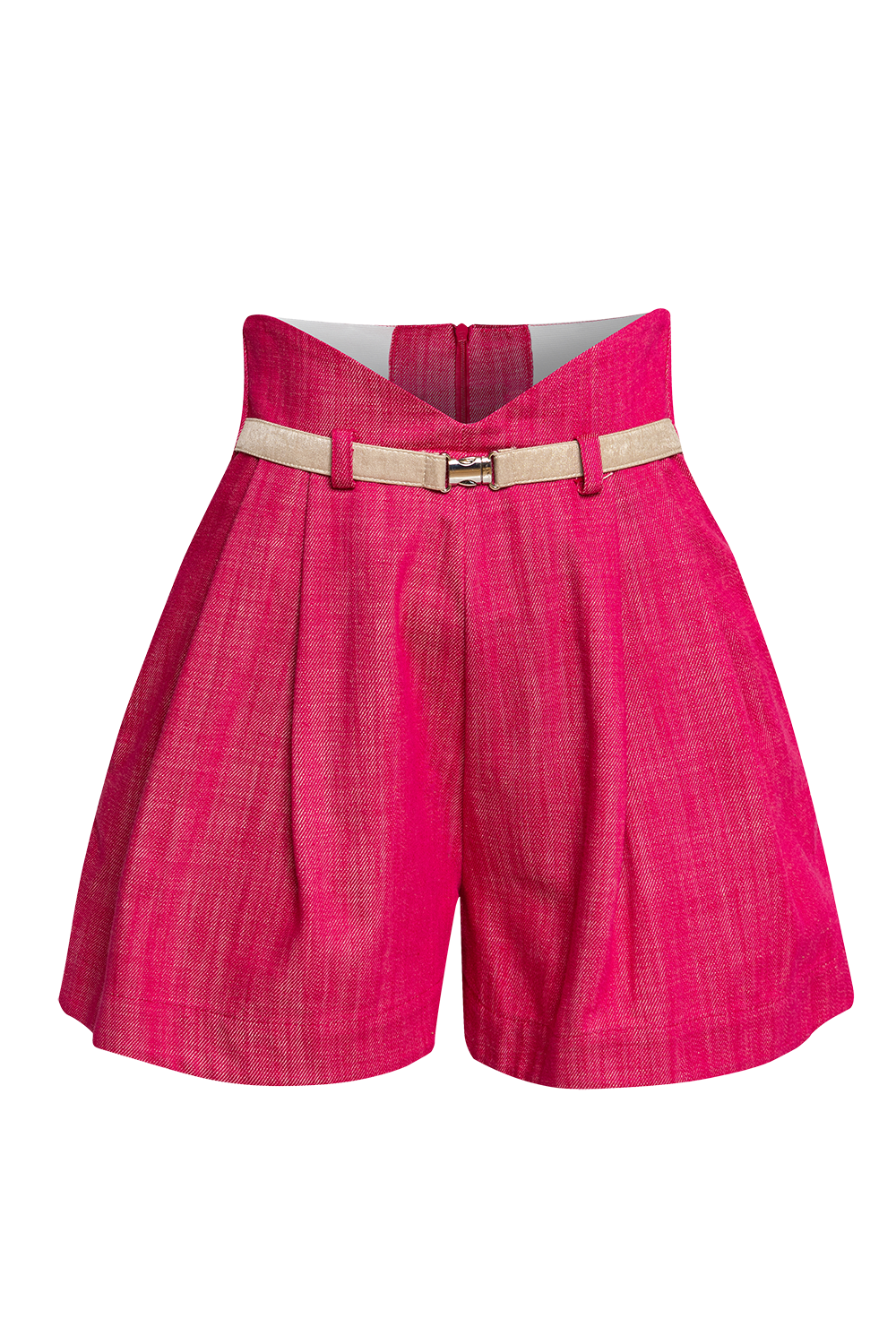 HIGH WAIST RASPBERRY DENIM BERMUDA - ESSENTIALS