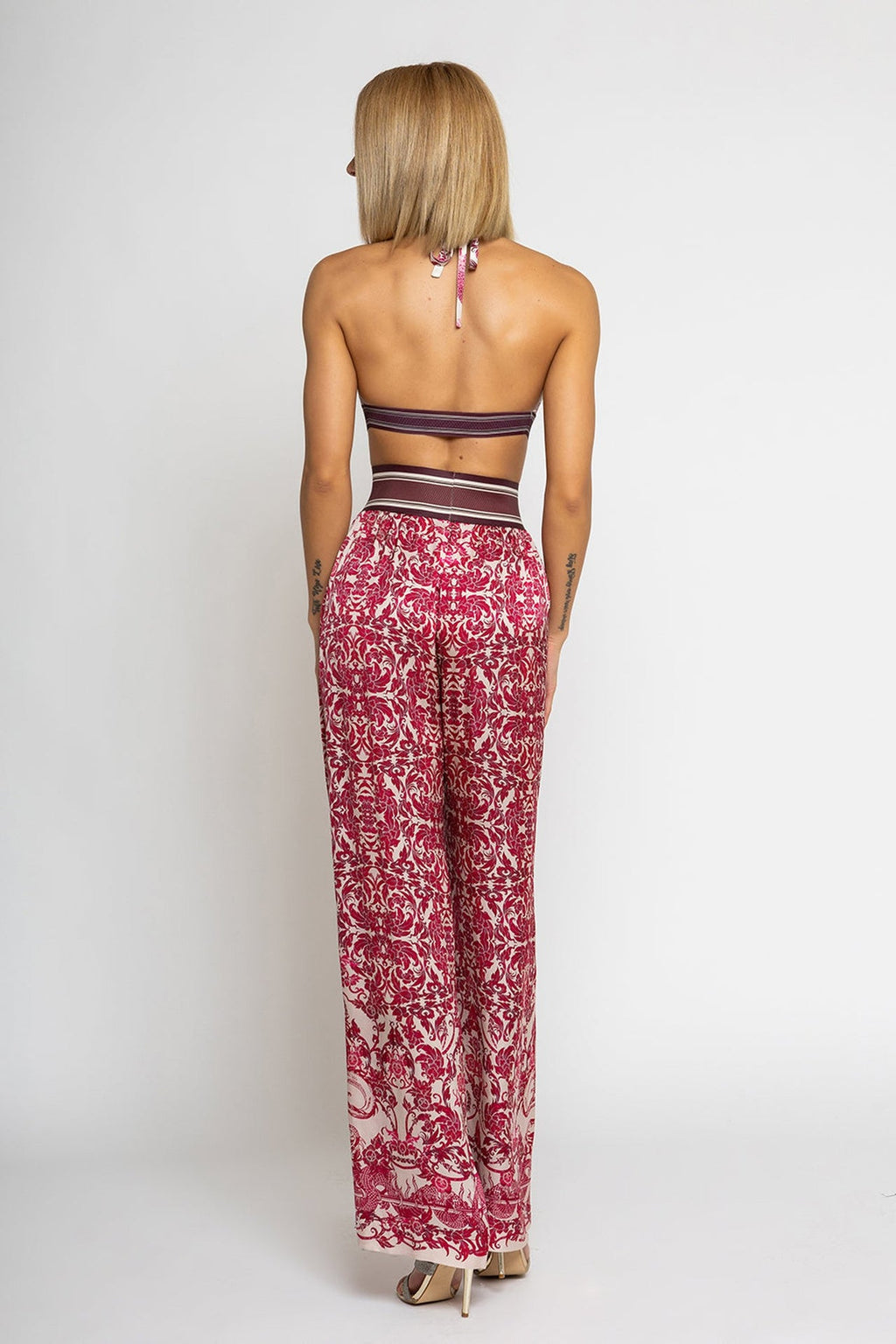 LOOSE PANTS AND VISCOSE SCARF SET - ASIA BORDEAUX JIORO СЕТ СВОБОДЕН ПАНТАЛОН И ШАЛ ОТ ВИСКОЗА - ASIA BORDEAUX JIORO