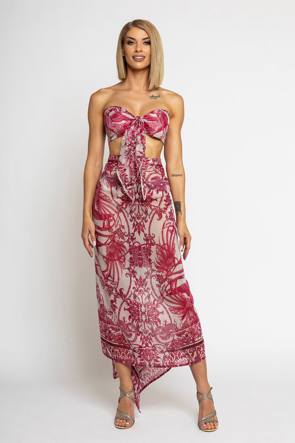 COTTON SILK PAREO AND SCARF SET - ASIA BORDEAUX JIORO СЕТ ПАРЕО И ШАЛ ОТ ПАМУК КОПРИНА - ASIA BORDEAUX JIORO