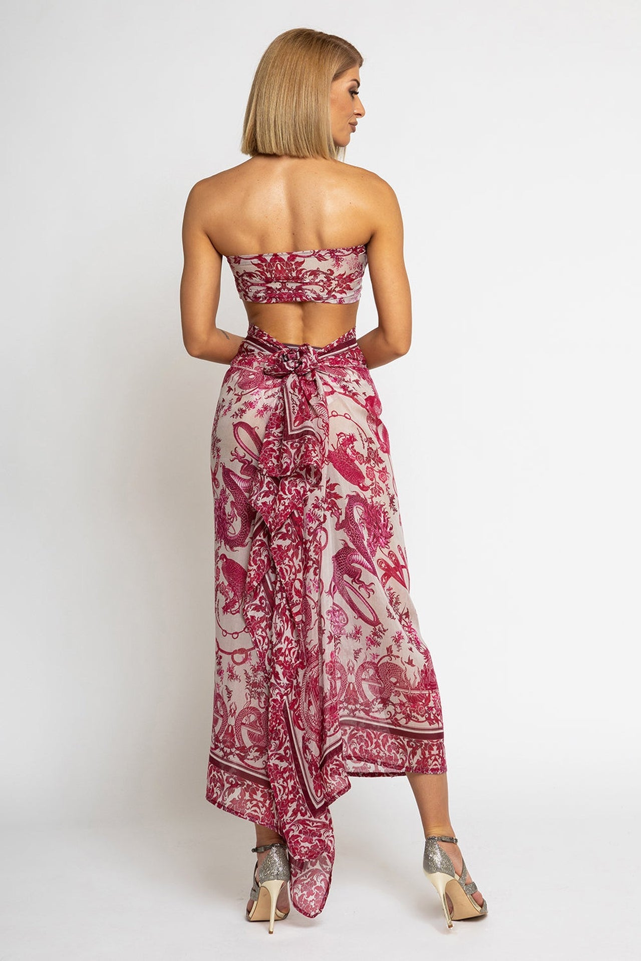 COTTON SILK PAREO AND SCARF SET - ASIA BORDEAUX JIORO СЕТ ПАРЕО И ШАЛ ОТ ПАМУК КОПРИНА - ASIA BORDEAUX JIORO