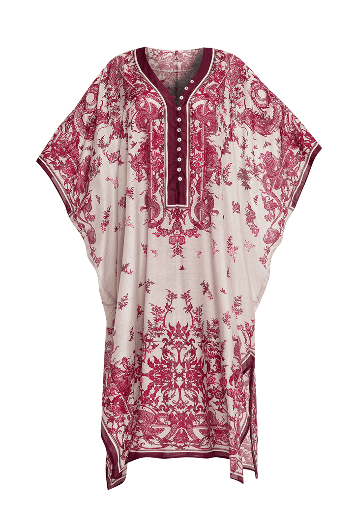 SILK COTTON CAFTAN - ASIA BORDEAUX - Fashion Roots