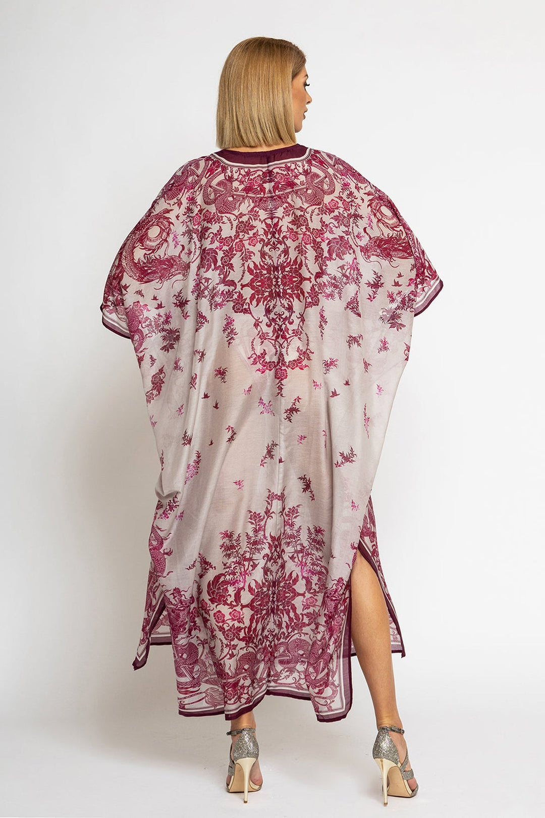 SILK COTTON CAFTAN - ASIA BORDEAUX - Fashion Roots