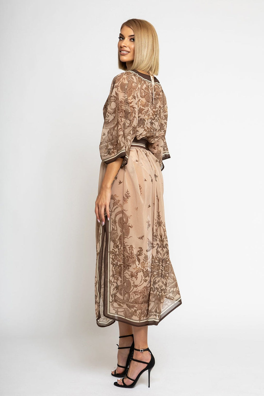 CAFTAN EN SOIE ET COTON - BEIGE ASIATIQUE