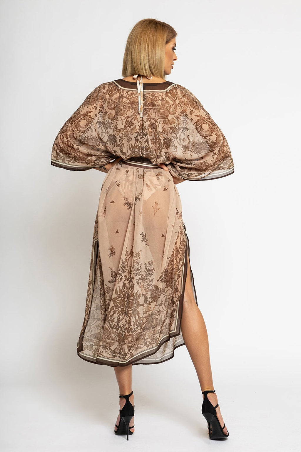 CHIFFON CAFTAN DRESS - ASIA BEIGE