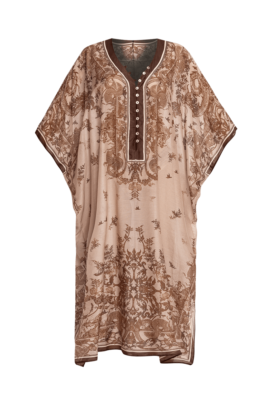 CAFTAN EN SOIE ET COTON - BEIGE ASIATIQUE