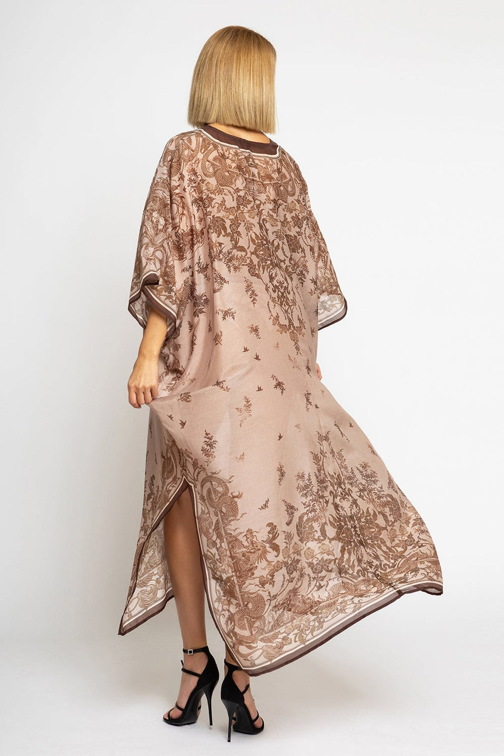 SILK COTTON CAFTAN - ASIA BEIGE - Fashion Roots