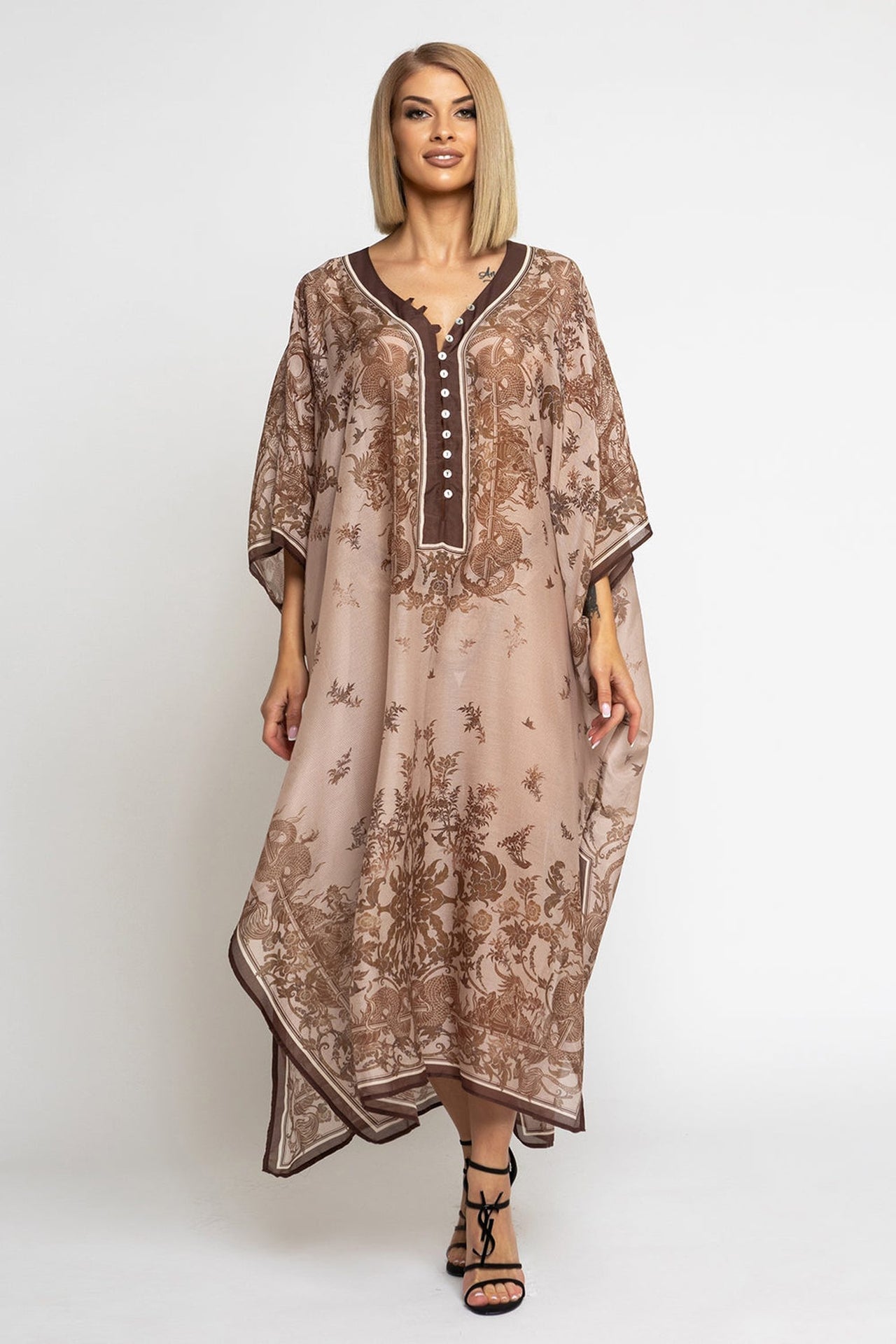CHIFFON CAFTAN DRESS - ASIA BEIGE