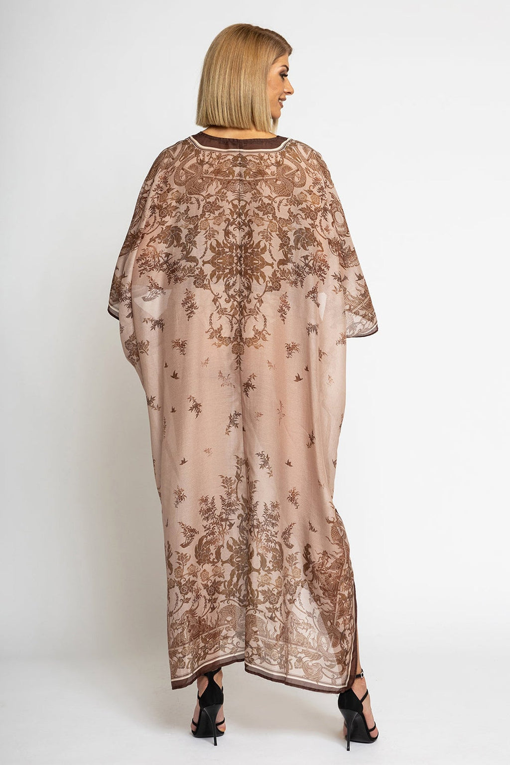 CAFTAN EN SOIE ET COTON - BEIGE ASIATIQUE