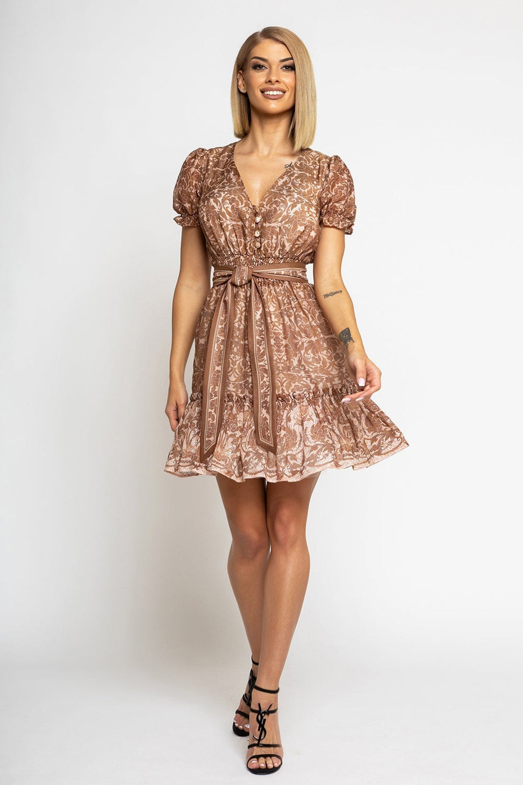 CUT-OUT CHIFFON DRESS - ASIA BEIGE