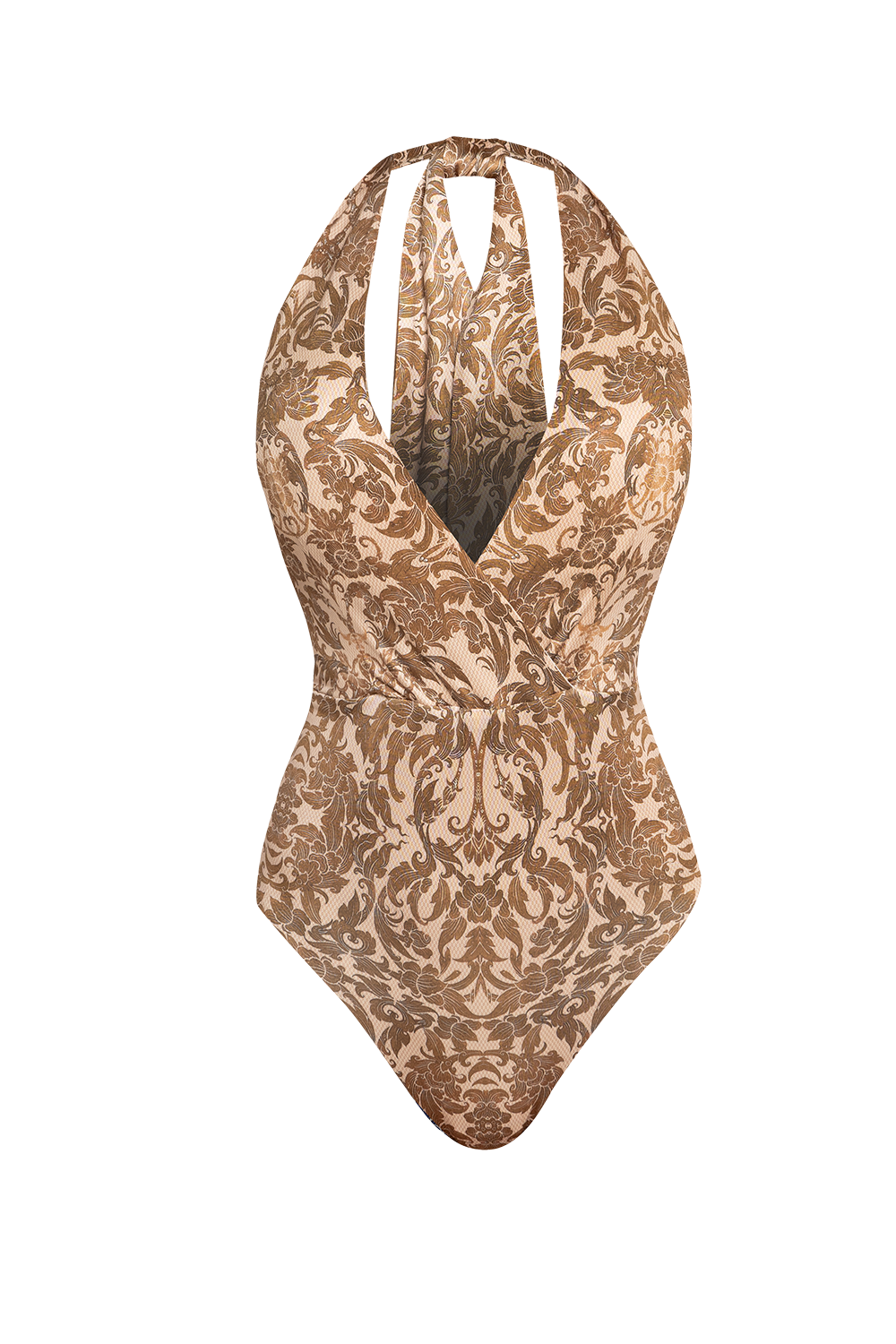ONE-PIECE SWIMSUIT WITH DEEP NECKLINE - ASIA BEIGE