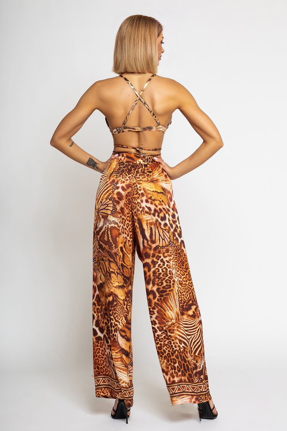 SATIN VISCOSE LOOSE FIT PANTS - LEO SAND JIORO СВОБОДЕН ПАНТАЛОН ОТ ЛЪСКАВА ВИСКОЗА - LEO SAND JIORO