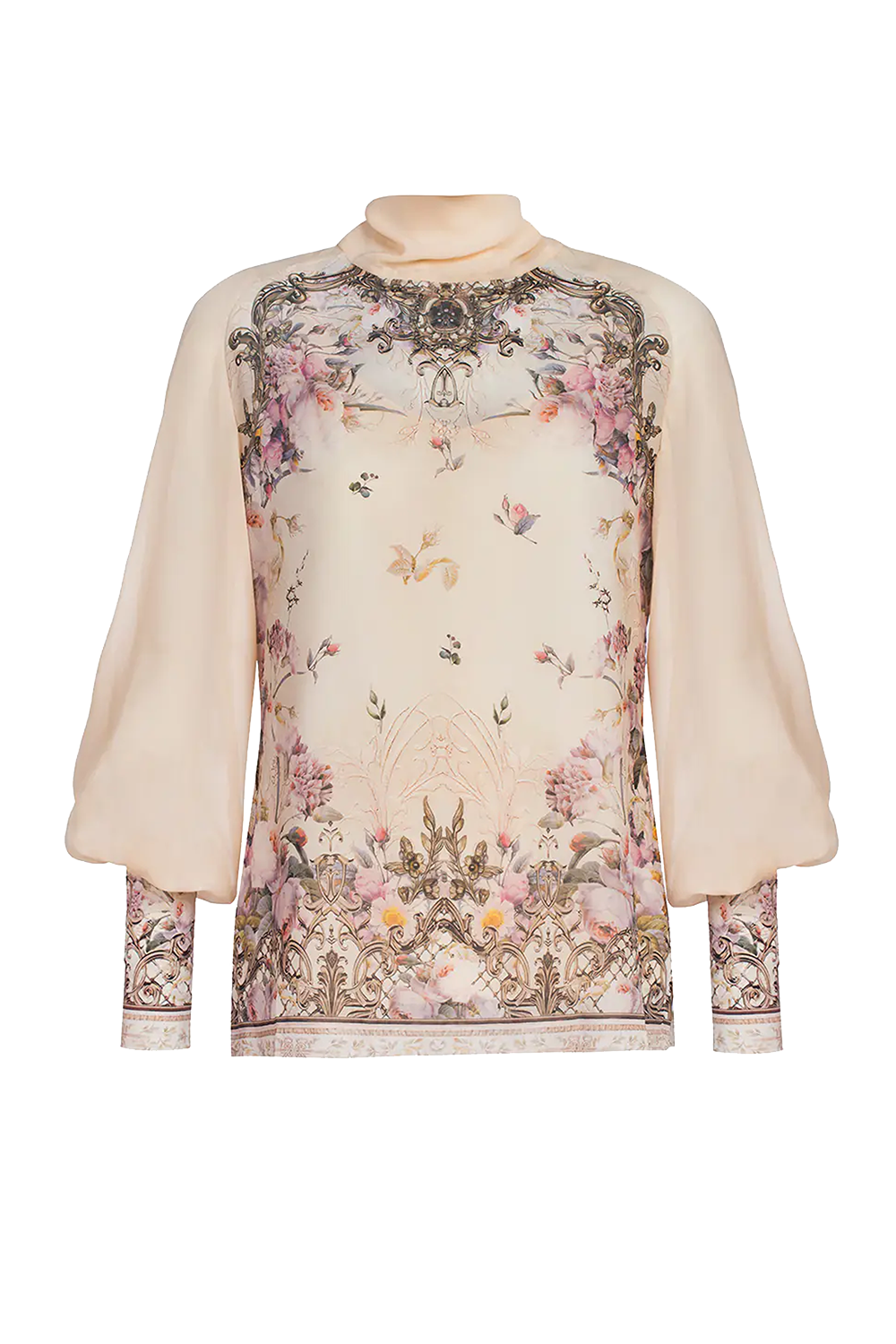 CHEMISE ET TOP 2 EN 1 EN SOIE-VISCOSE - FLEURS BAROQUES