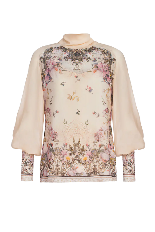 CHEMISE ET TOP 2 EN 1 EN SOIE-VISCOSE - FLEURS BAROQUES