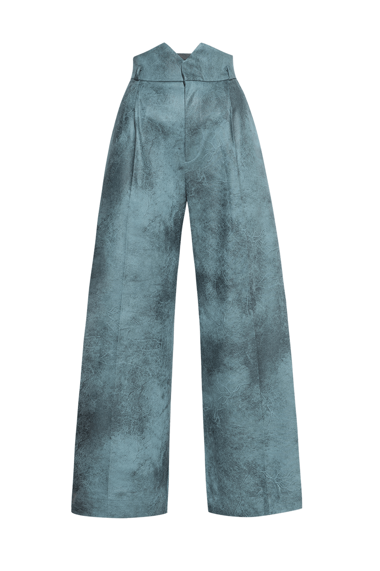 HIGH-WAISTED BLUE TROUSERS – ESSENTIALS JIORO ШИРОК ПАНТАЛОН ОТ ВЕЛУР С ВИСОКА ТАЛИЯ В ЦВЯТ АЗУРНО СИНЬО - ESSENTIAL JIORO