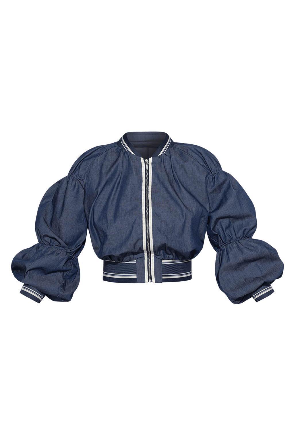 DENIM BOMBER JACKET - ESSENTIALS - Fashion Roots