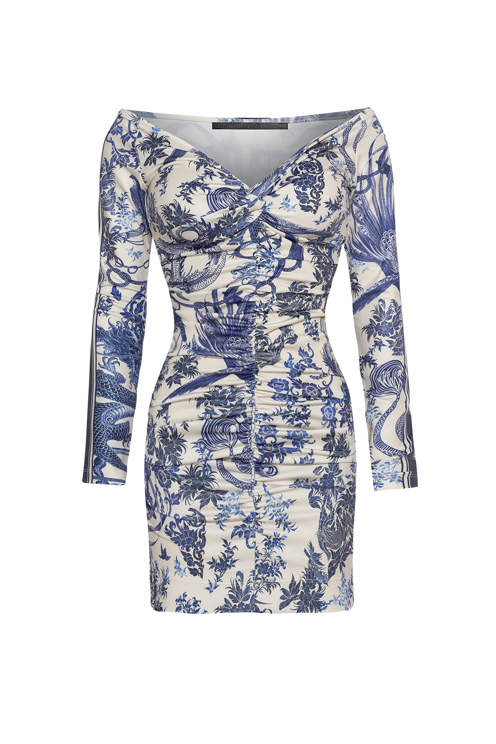 DRESS WITH FRONT KNOT AND RUCHING - ASIA SKY