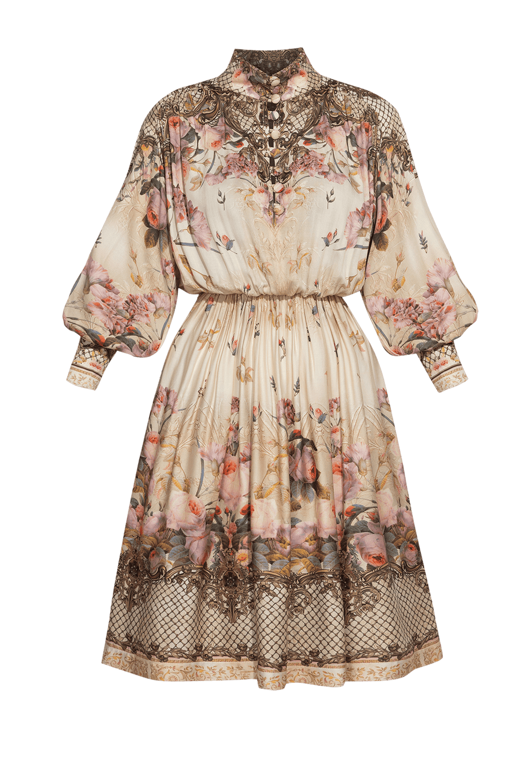BOHO LONG-SLEEVE VISCOSE DRESS - BAROQUE FLOWERS JIORO РОКЛЯ С ДЪЛЪГ РЪКАВ ОТ ВИСКОЗА - BAROQUE FLOWERS JIORO